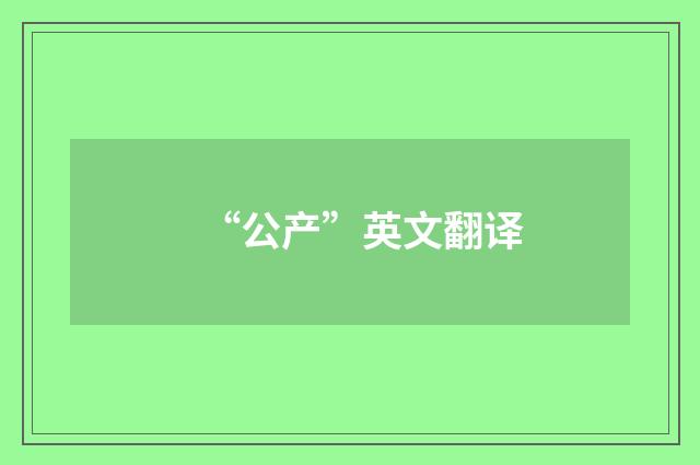 “公产”英文翻译