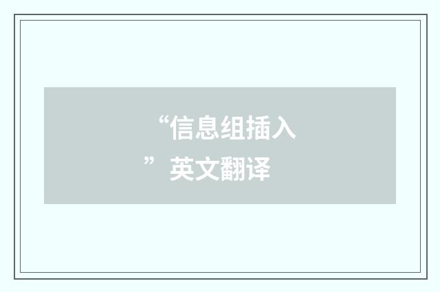 “信息组插入”英文翻译