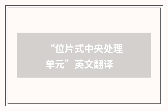 “位片式中央处理单元”英文翻译