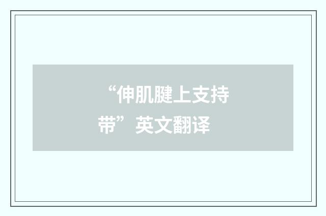“伸肌腱上支持带”英文翻译