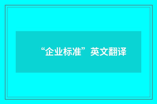“企业标准”英文翻译