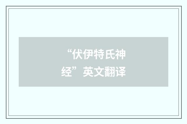 “伏伊特氏神经”英文翻译
