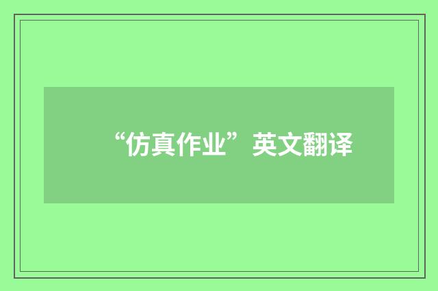 “仿真作业”英文翻译