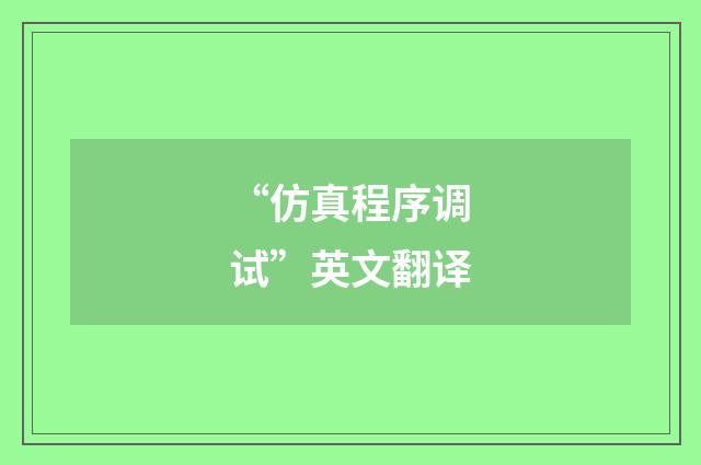 “仿真程序调试”英文翻译