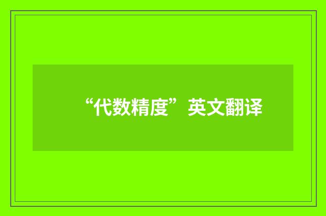 “代数精度”英文翻译