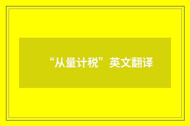 “从量计税”英文翻译