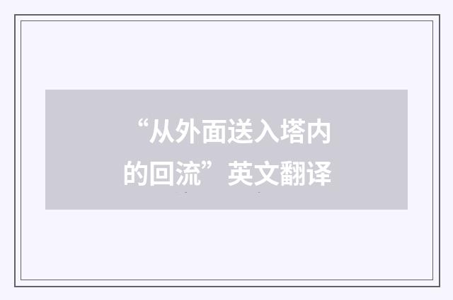 “从外面送入塔内的回流”英文翻译