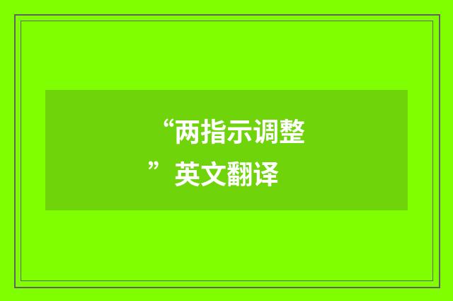 “两指示调整”英文翻译