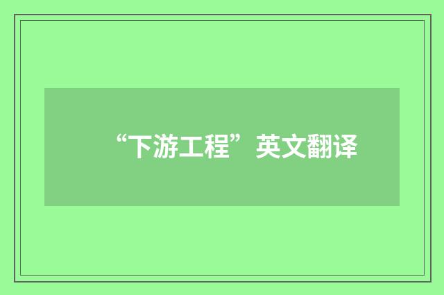 “下游工程”英文翻译