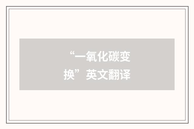 “一氧化碳变换”英文翻译