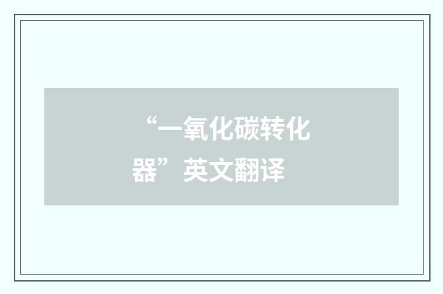 “一氧化碳转化器”英文翻译