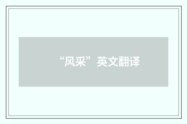 “风采”英文翻译