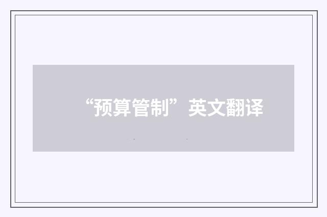 “预算管制”英文翻译