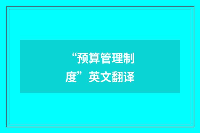 “预算管理制度”英文翻译