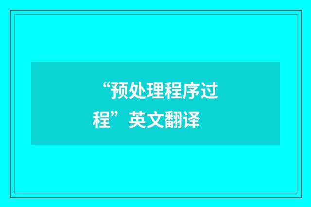 “预处理程序过程”英文翻译