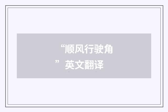 “顺风行驶角”英文翻译