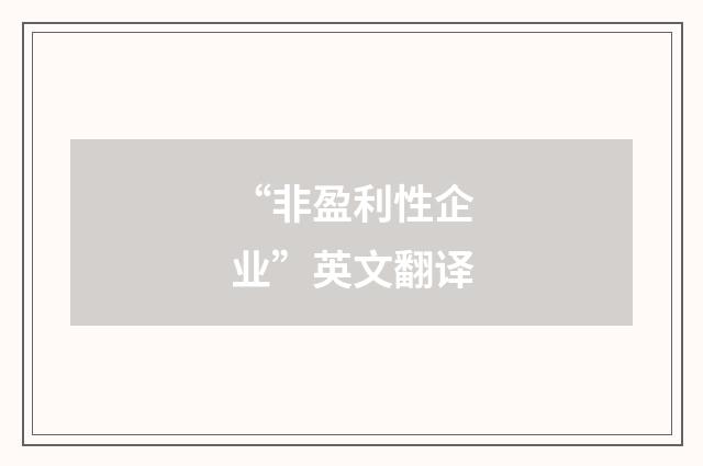 “非盈利性企业”英文翻译