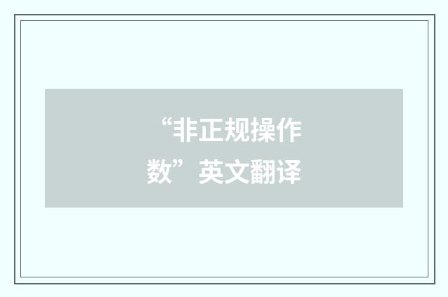 “非正规操作数”英文翻译