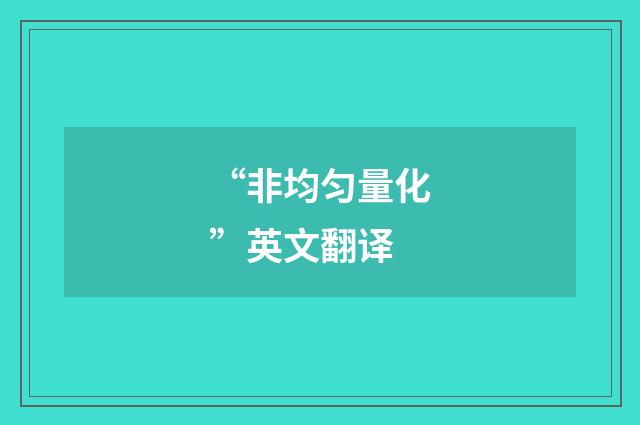 “非均匀量化”英文翻译