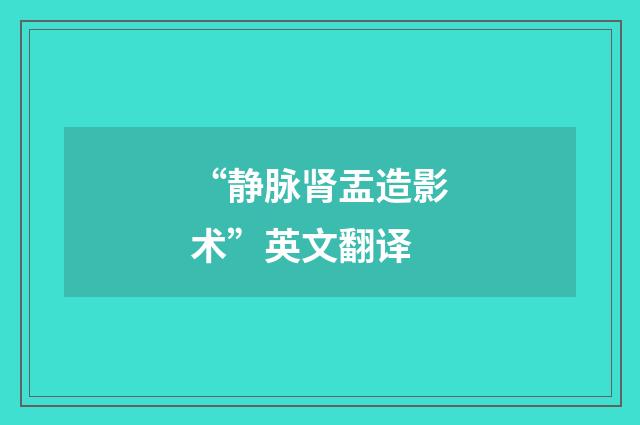 “静脉肾盂造影术”英文翻译