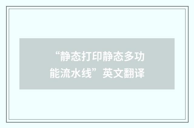“静态打印静态多功能流水线”英文翻译