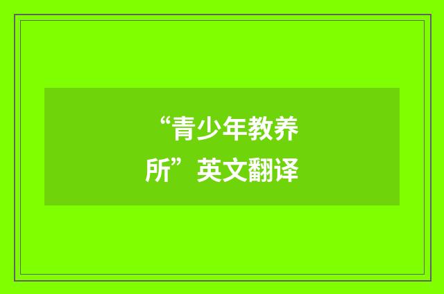“青少年教养所”英文翻译
