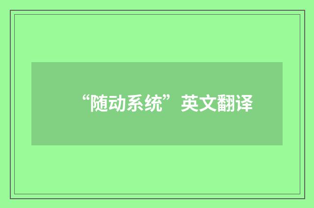 “随动系统”英文翻译