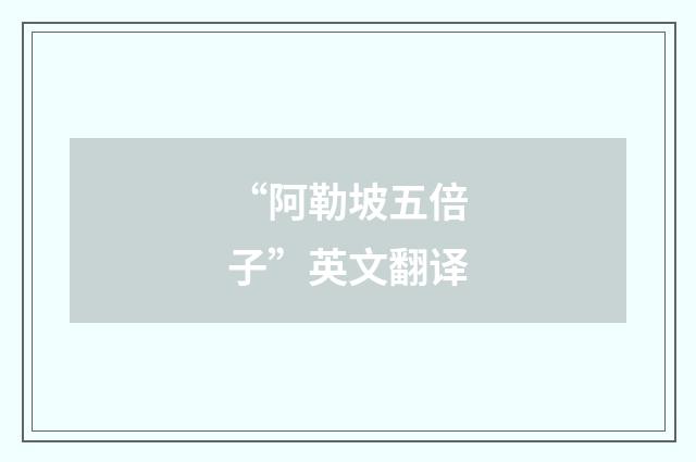 “阿勒坡五倍子”英文翻译