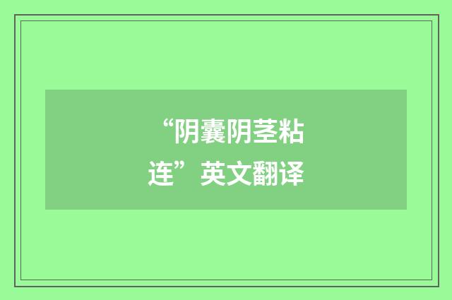“阴囊阴茎粘连”英文翻译
