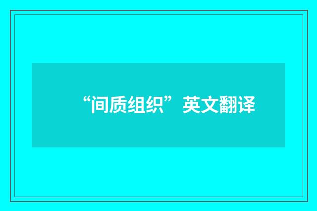 “间质组织”英文翻译