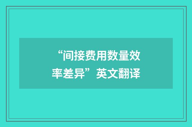 “间接费用数量效率差异”英文翻译