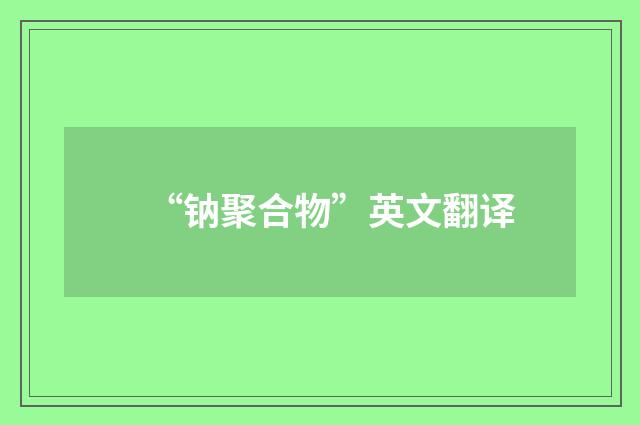 “钠聚合物”英文翻译
