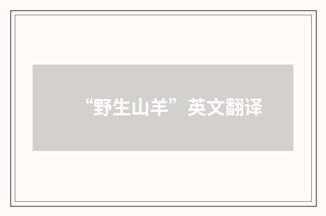 “野生山羊”英文翻译