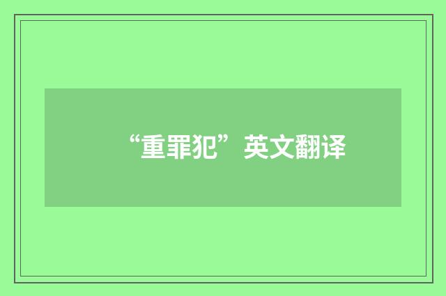 “重罪犯”英文翻译