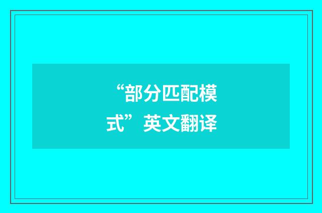 “部分匹配模式”英文翻译