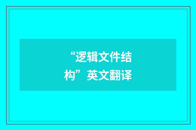 “逻辑文件结构”英文翻译