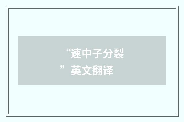 “速中子分裂”英文翻译