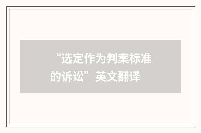 “选定作为判案标准的诉讼”英文翻译