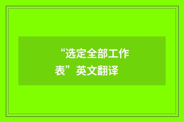 “选定全部工作表”英文翻译
