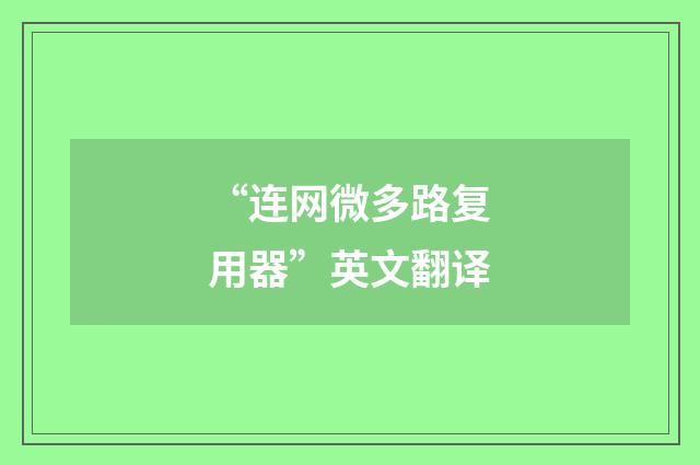 “连网微多路复用器”英文翻译