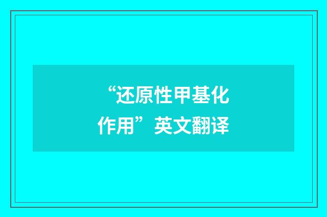 “还原性甲基化作用”英文翻译
