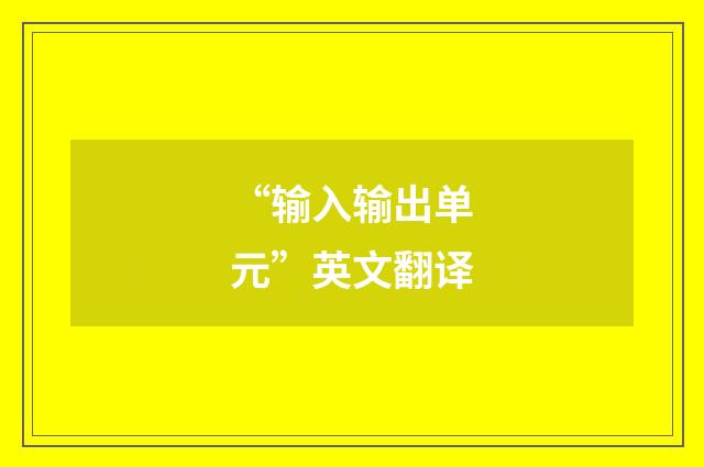 “输入输出单元”英文翻译
