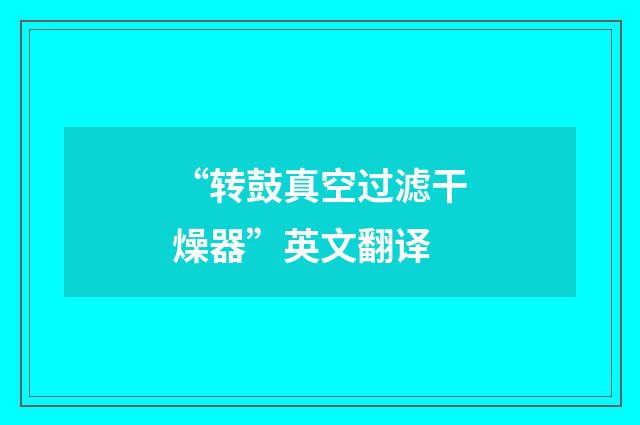 “转鼓真空过滤干燥器”英文翻译