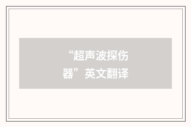 “超声波探伤器”英文翻译