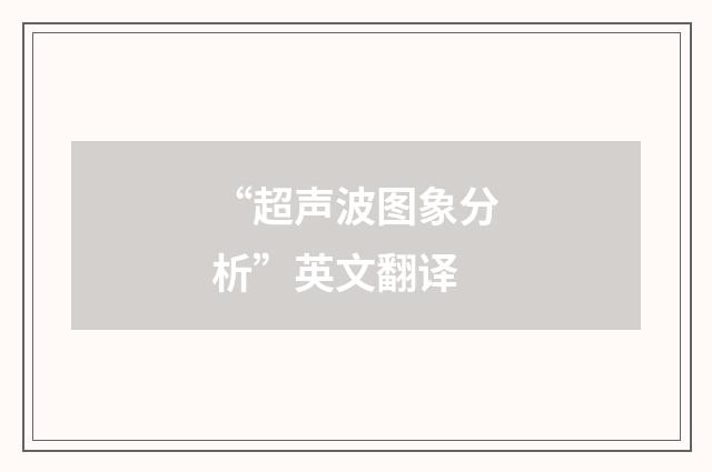 “超声波图象分析”英文翻译