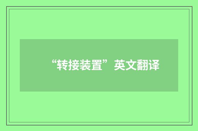 “转接装置”英文翻译