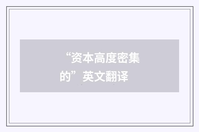 “资本高度密集的”英文翻译