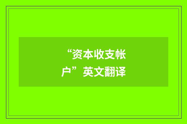 “资本收支帐户”英文翻译