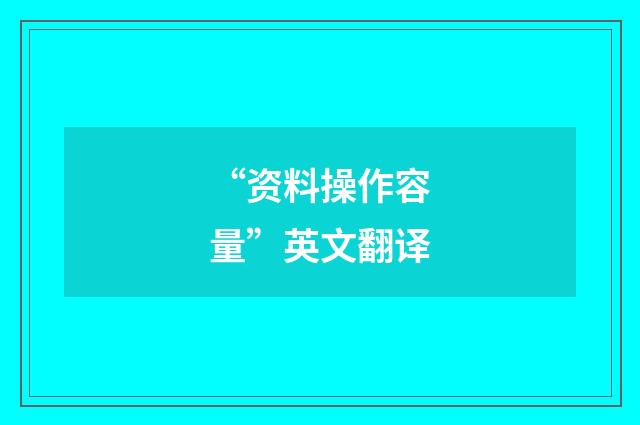 “资料操作容量”英文翻译