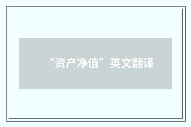 “资产净值”英文翻译